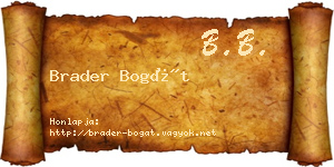 Brader Bogát névjegykártya